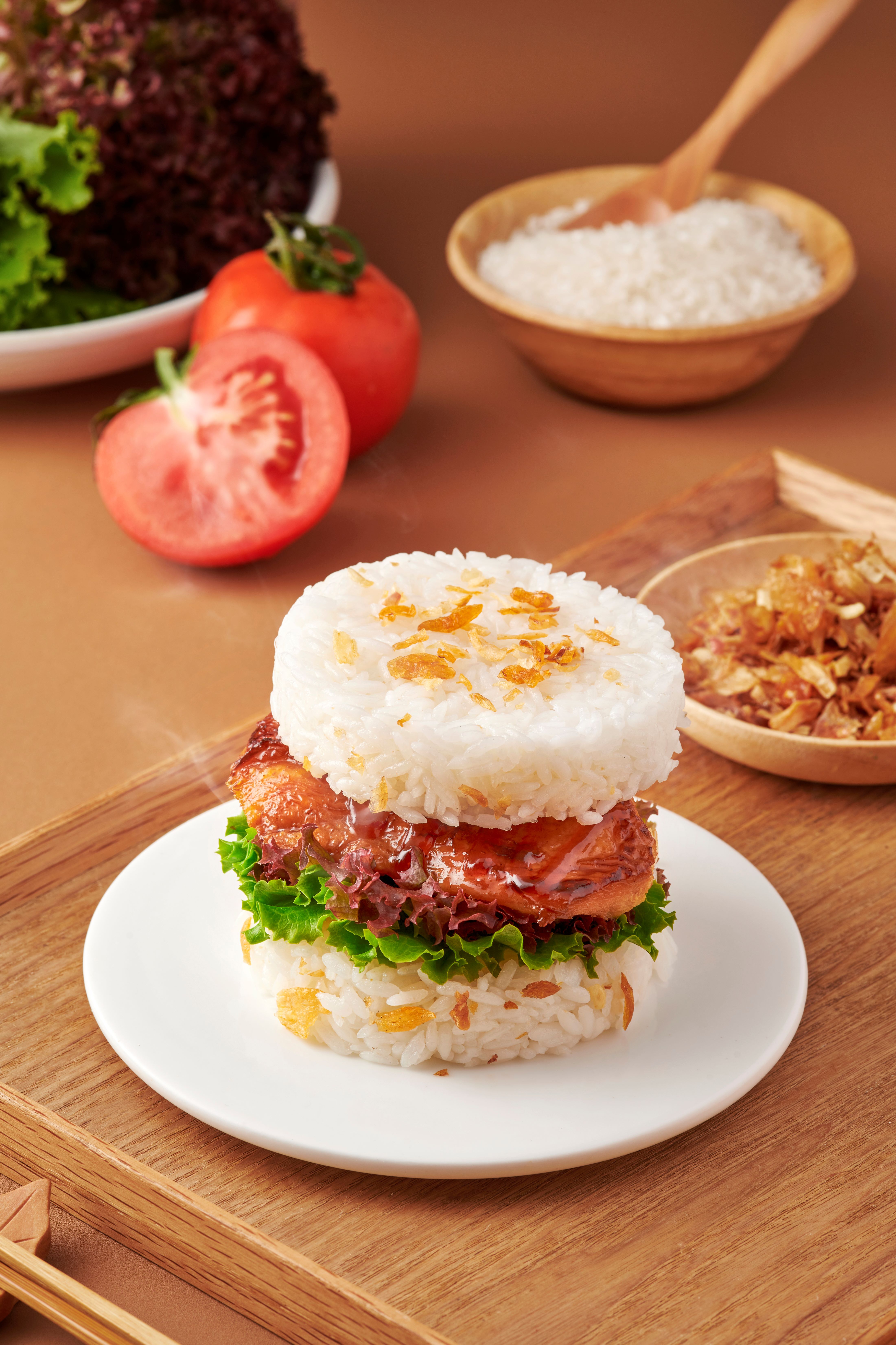 蔥酥照燒味雞排米漢堡